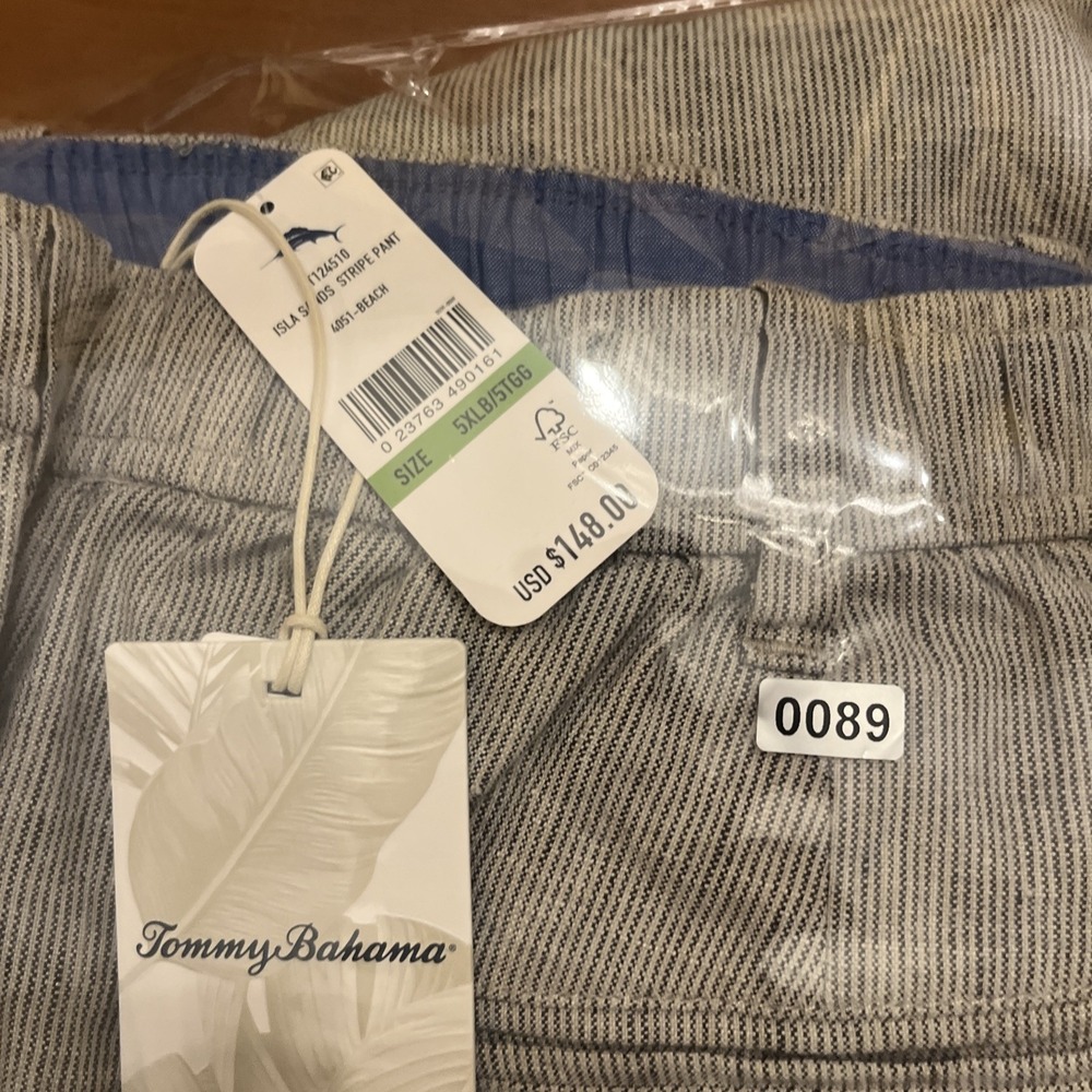 Tommy Bahama NWT Big And Tall 5XLB Island Sands Stripe Pants Linen Blend - Picture 10 of 10